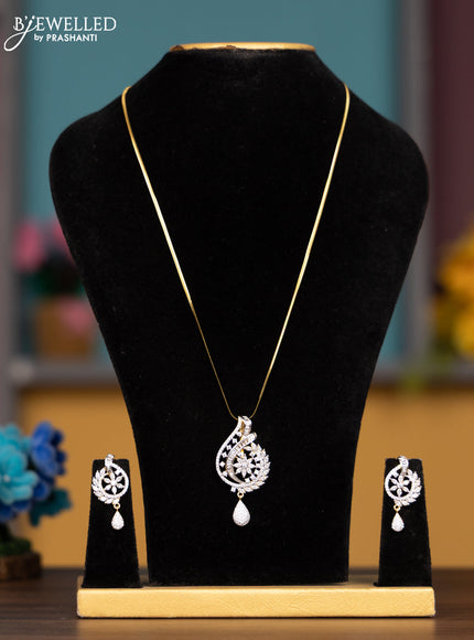 Antique chain with cz stones pendant