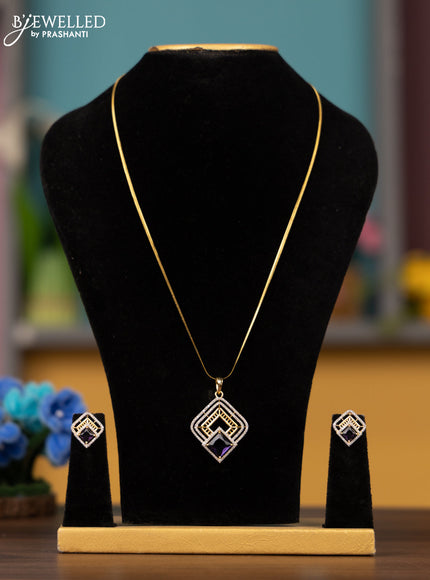 Antique chain with sapphire and cz stones pendant