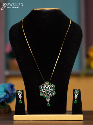 Antique chain with emerald and cz stones pendant