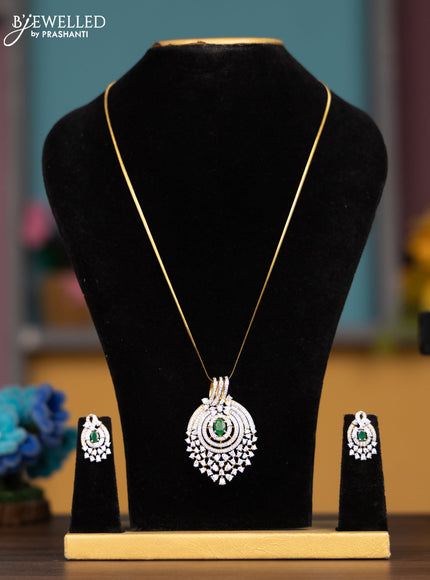 Antique chain with emerald and cz stones pendant