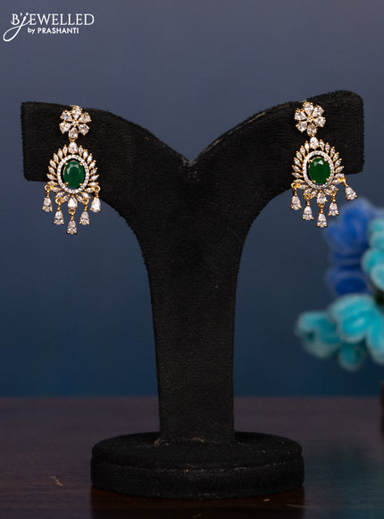Zircon haaram with emerald and cz stones in gold finish