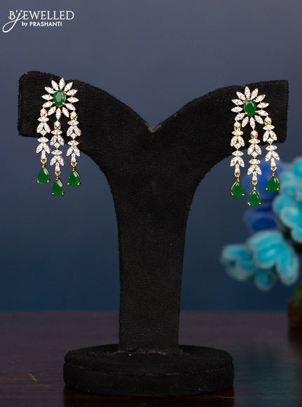 Zircon haaram with emerald and cz stones in gold finish