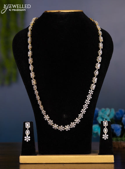 Zircon haaram with cz stones in gold finish