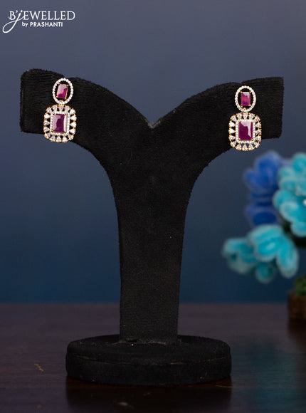 Zircon haaram with ruby and cz stones in gold finish