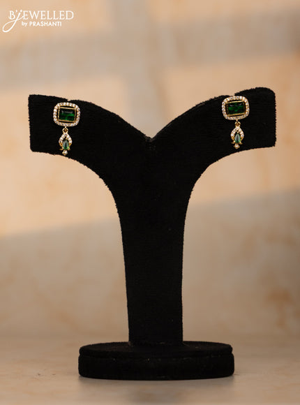 Beaded green necklace with emerald & kundan cz stones in victorian finish