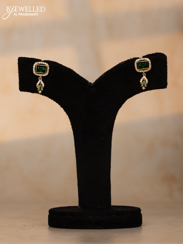 Beaded green necklace with emerald & kundan cz stones in victorian finish