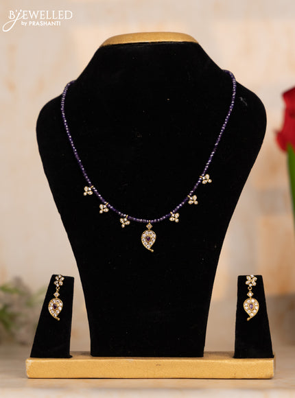Crystal beaded purple necklace manga pendant with ruby and cz stones in victorian finish