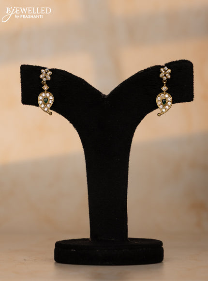 Crystal beaded green necklace manga pendant with emerald and cz stones in victorian finish