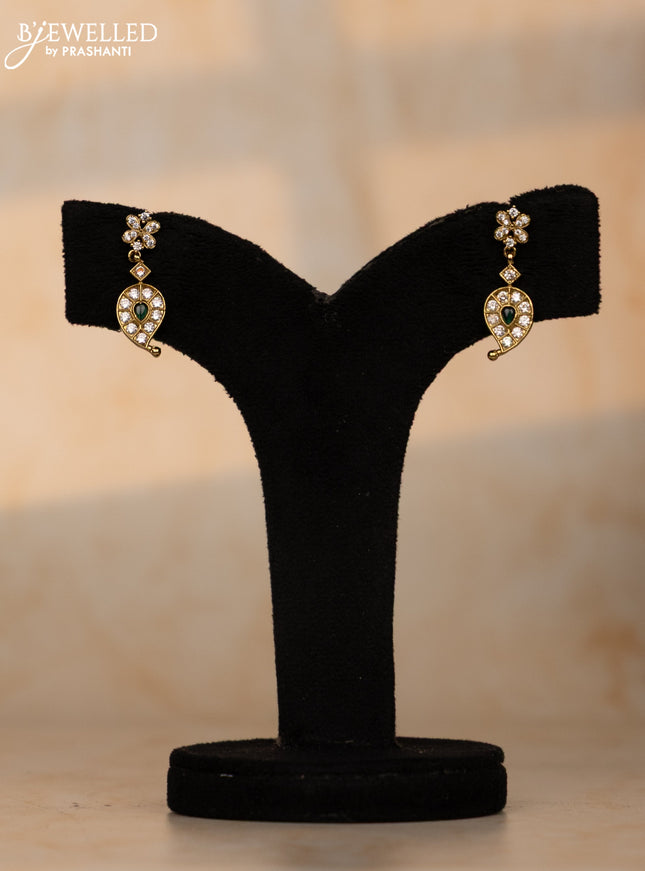 Crystal beaded green necklace manga pendant with emerald and cz stones in victorian finish