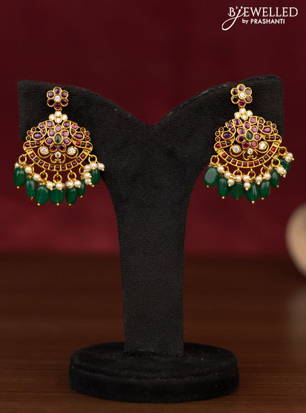 Antique guttapusalu necklace with kemp & cz stones and pearl & beads hanging