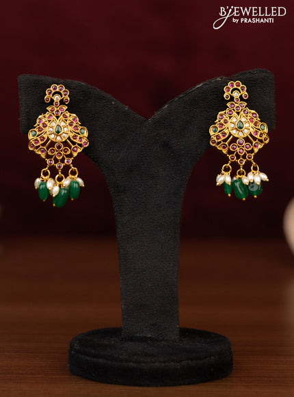 Antique guttapusalu necklace with kemp & cz stones and pearl & beads hanging