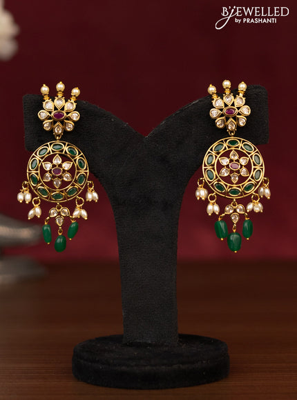 Antique guttapusalu necklace with kemp & cz stones and pearl & beads hanging