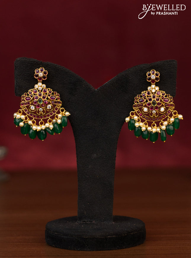 Antique guttapusalu necklace with kemp & cz stones and pearl & beads hanging