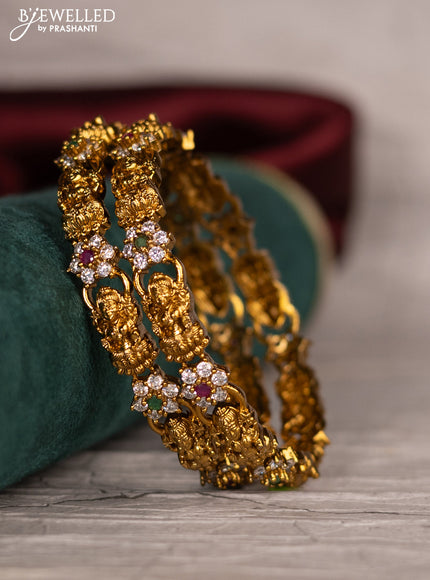 Antique bangle lakshmi design with cz and kemp stones