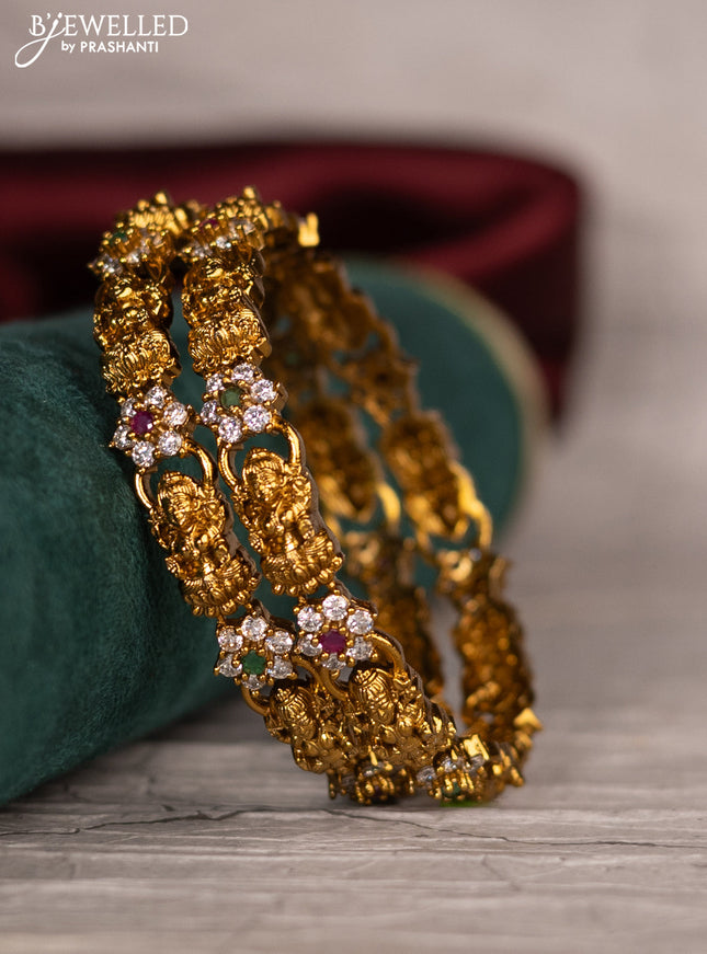Antique bangle lakshmi design with cz and kemp stones