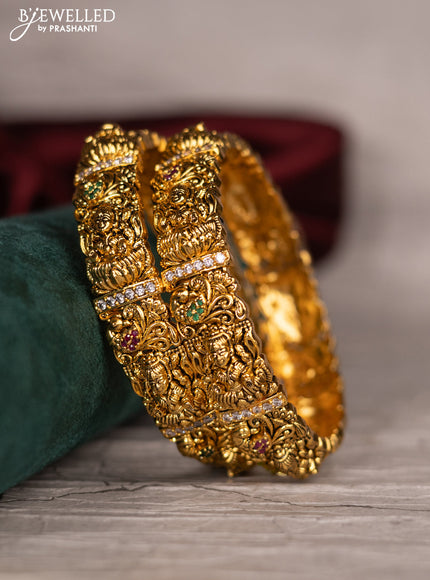Antique bangle lakshmi design with cz and kemp stones