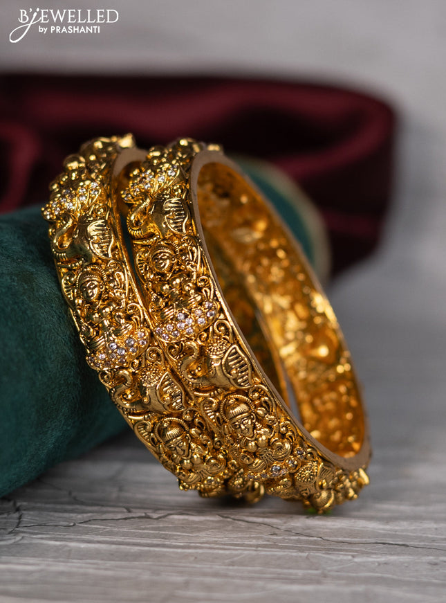 Antique bangle lakshmi and elephant design with cz stones