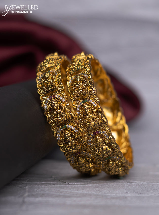 Antique bangle lakshmi design with cz and kemp stones