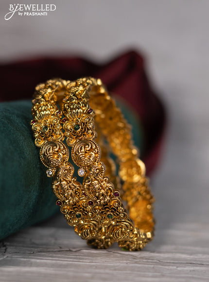 Antique bangle lakshmi and floral design with cz stones