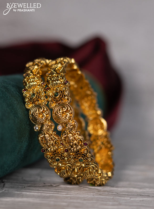 Antique bangle lakshmi and floral design with cz stones