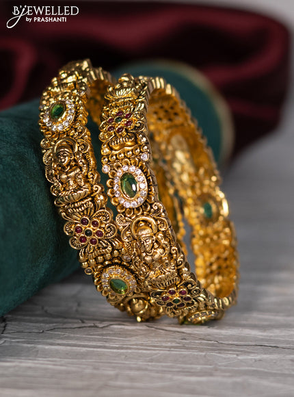 Antique bangle lakshmi and floral design with cz stones
