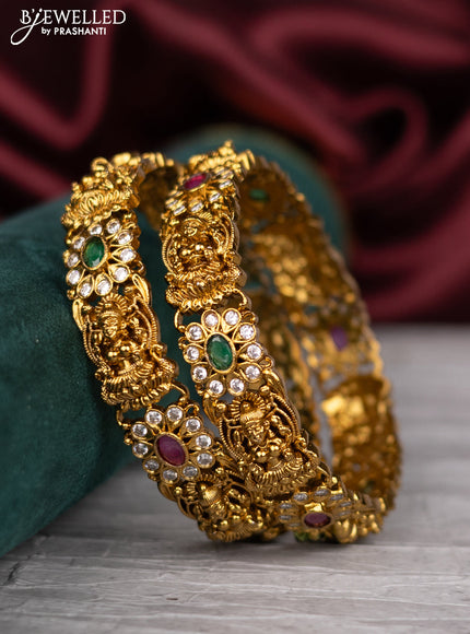 Antique bangle lakshmi and floral design with cz stones