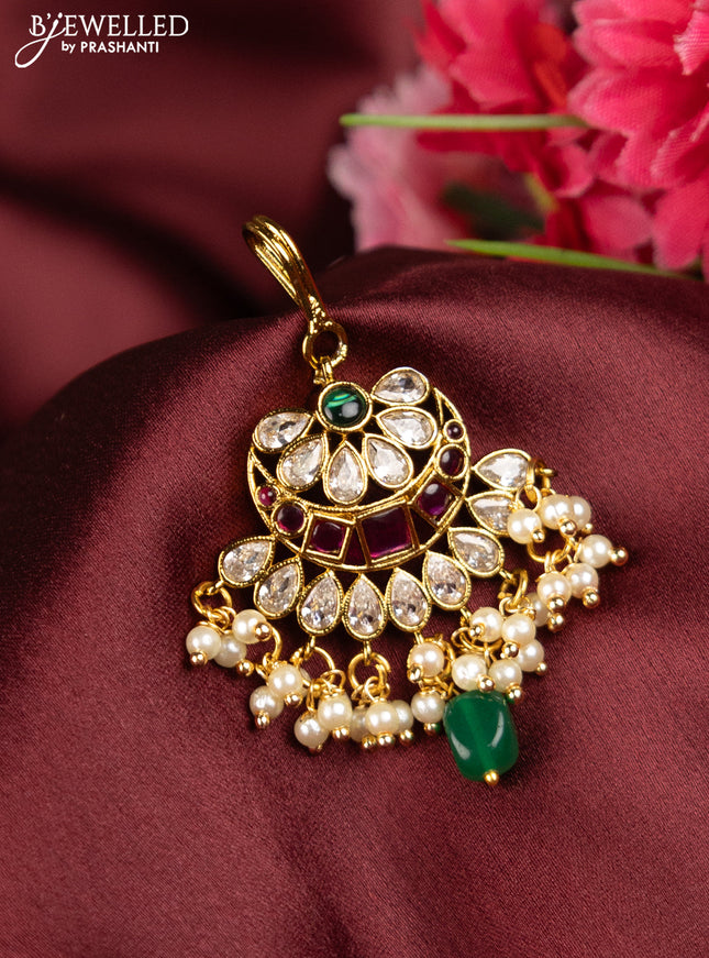 Antique maang tikka with kemp and pearl hangings