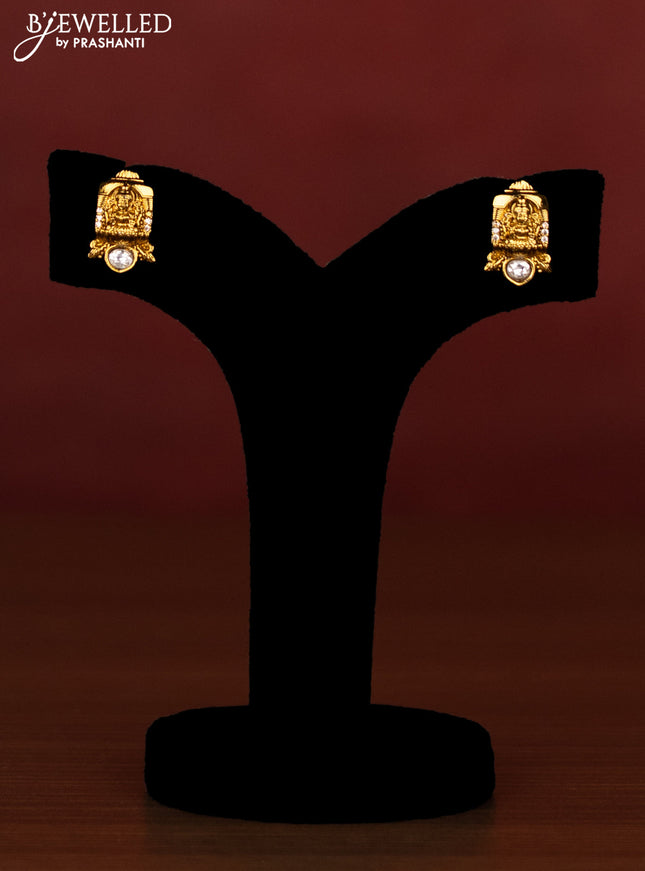 Beaded multilayer mint green necklace lakshmi design with cz stones