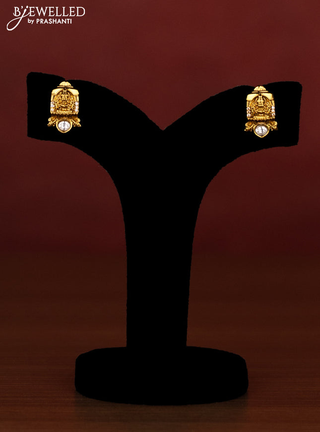 Beaded multilayer green necklace lakshmi design with cz stones