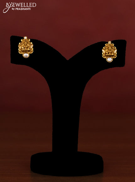 Beaded multilayer mint green necklace lakshmi design with cz stones