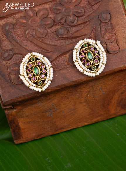 Antique earing with kemp and cz stones