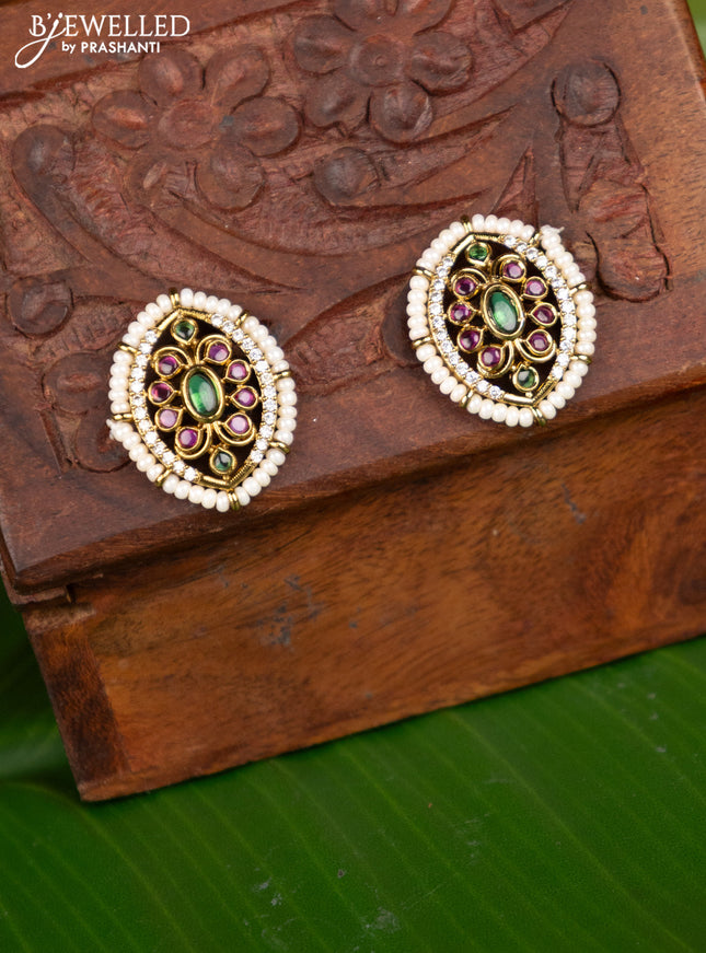 Antique earing with kemp and cz stones