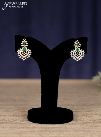 Zircon necklace with emerald and cz stones in gold finish