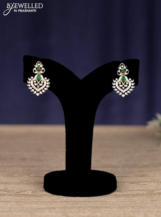 Zircon necklace with emerald and cz stones in gold finish