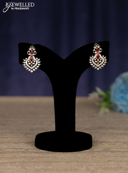 zircon necklace with ruby and cz stones in gold finish