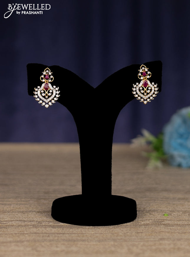 zircon necklace with ruby and cz stones in gold finish