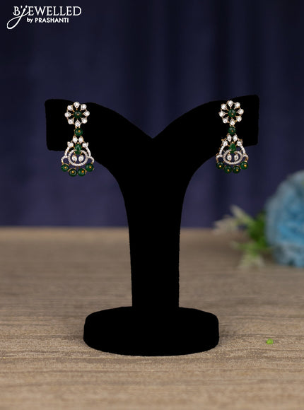 zircon necklace with emerald and cz stones in gold finish