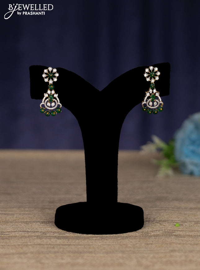 zircon necklace with emerald and cz stones in gold finish