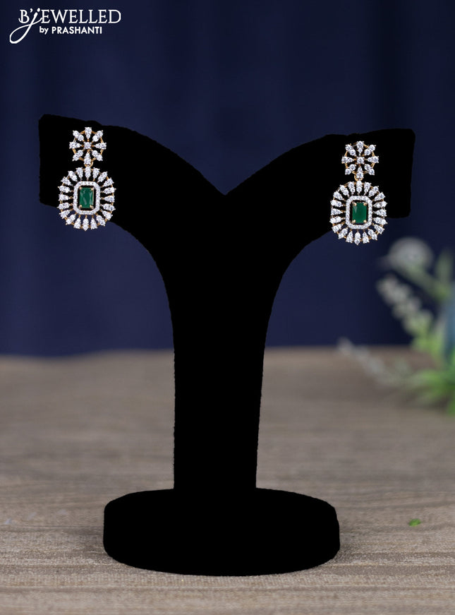 zircon necklace with emerald and cz stones in gold finish