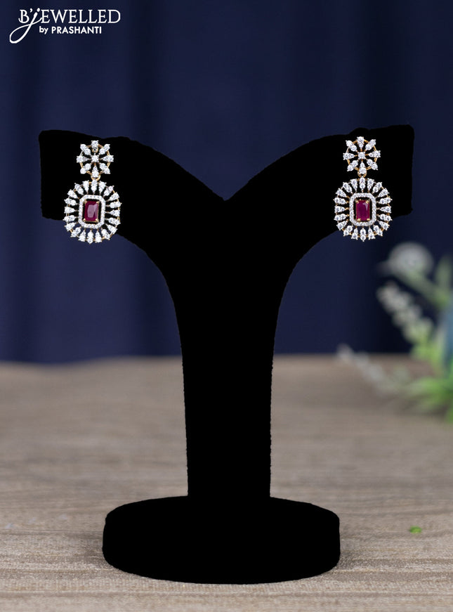 zircon necklace with ruby and cz stones in gold finish