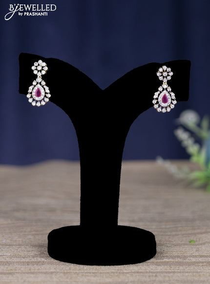 zircon necklace with ruby and cz stones in gold finish