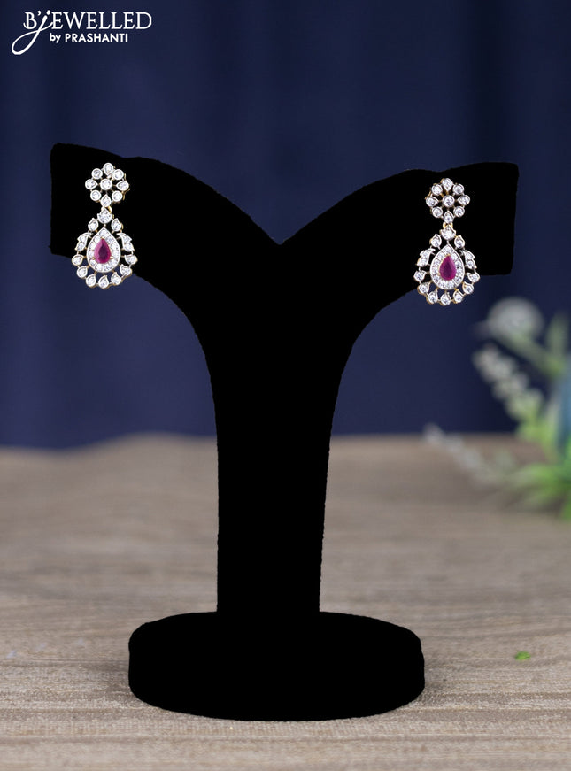 zircon necklace with ruby and cz stones in gold finish