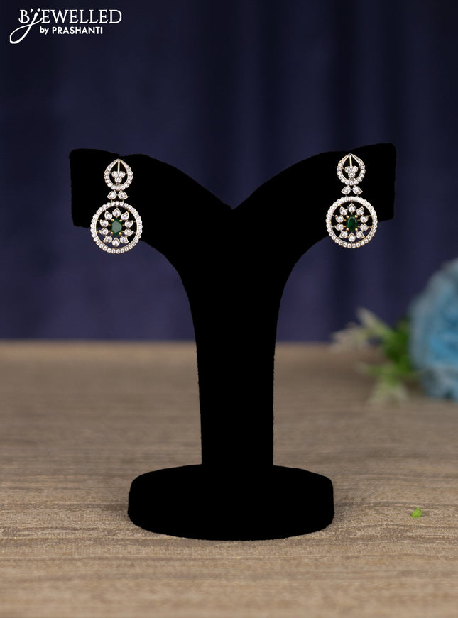 zircon necklace with emerald and cz stones in gold finish