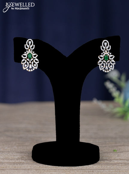 zircon necklace with emerald and cz stones in gold finish