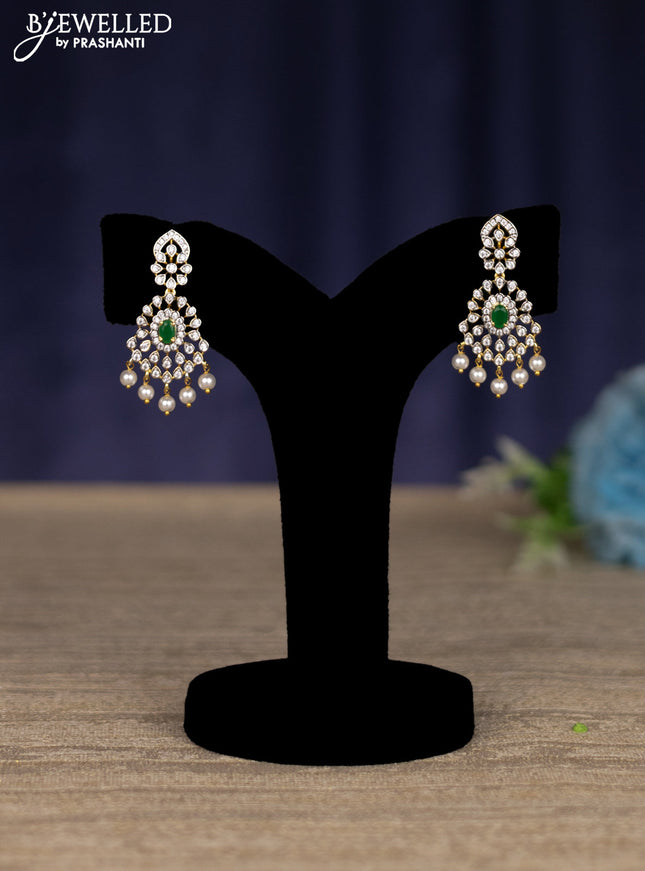 zircon necklace with emerald and cz stones in gold finish