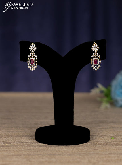 zircon necklace with ruby and cz stones in gold finish