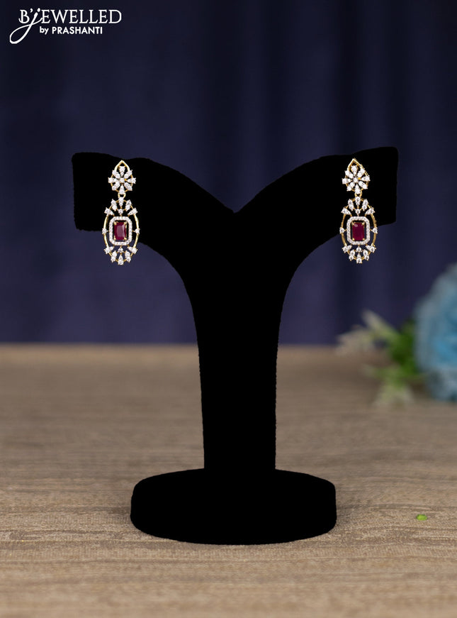 zircon necklace with ruby and cz stones in gold finish