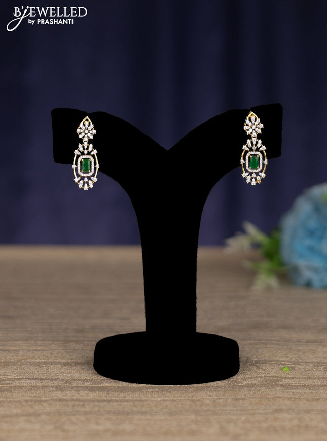 zircon necklace with emerald and cz stones in gold finish