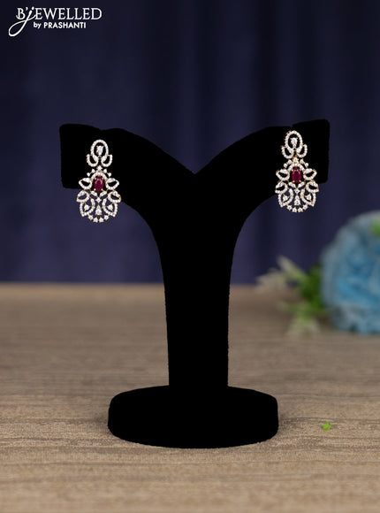 zircon necklace with ruby and cz stones in gold finish