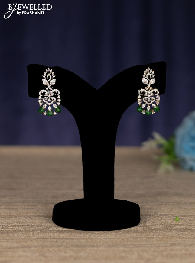 zircon necklace with emerald and cz stones in gold finish